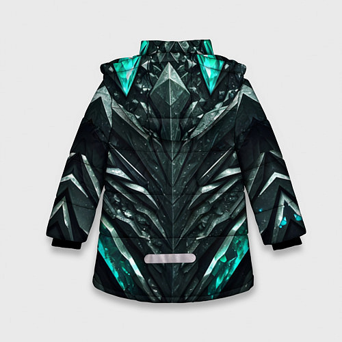 Зимняя куртка для девочки Зелёная малахитовая броня / 3D-Светло-серый – фото 2