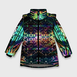 Куртка зимняя для девочки Медитативный арт, цвет: 3D-светло-серый