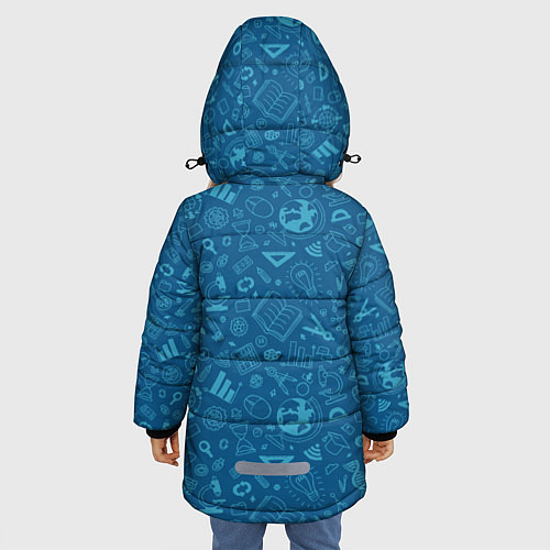 Зимняя куртка для девочки Школьный синий паттерн / 3D-Черный – фото 4