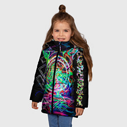 Куртка зимняя для девочки Шри янтра, цвет: 3D-черный — фото 2