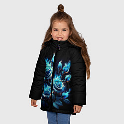 Куртка зимняя для девочки Розы в голубом огне, цвет: 3D-светло-серый — фото 2