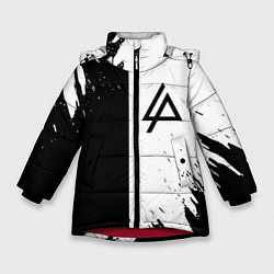 Куртка зимняя для девочки Linkin park краски чёрнобелый, цвет: 3D-красный
