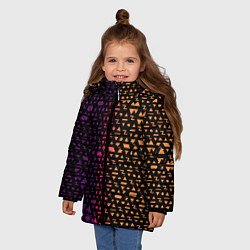 Куртка зимняя для девочки Геометрические фигуры жёлтые и фиолетовые, цвет: 3D-красный — фото 2