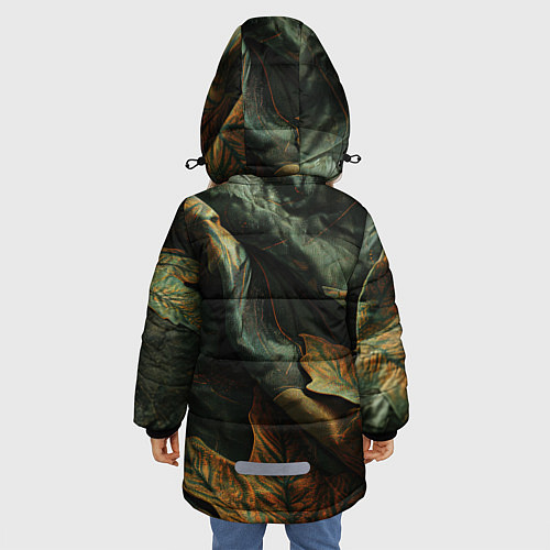 Зимняя куртка для девочки Реалистичный охотничий камуфляж из ткани и листьев / 3D-Черный – фото 4