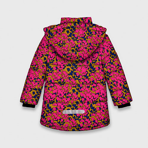 Зимняя куртка для девочки Взаимосвязанные листочки, розового жёлтого и синег / 3D-Светло-серый – фото 2
