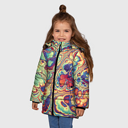 Куртка зимняя для девочки Абстрактный разноцветный паттерн, цвет: 3D-черный — фото 2