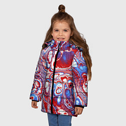 Куртка зимняя для девочки Абстрактный разноцветный паттерн, цвет: 3D-черный — фото 2