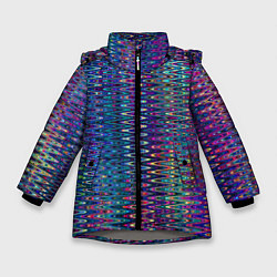 Куртка зимняя для девочки Большой волнистый зигзаг разноцветный, цвет: 3D-светло-серый