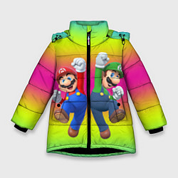 Куртка зимняя для девочки Братья Марио, цвет: 3D-черный