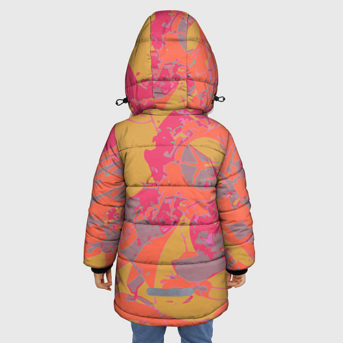 Зимняя куртка для девочки Цветной яркий камуфляж / 3D-Черный – фото 4