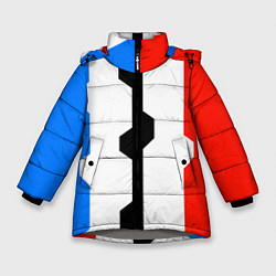 Куртка зимняя для девочки Техно линии синий и красный, цвет: 3D-светло-серый