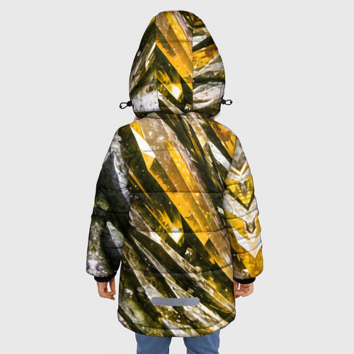 Зимняя куртка для девочки Драгоценные кристаллы жёлтые / 3D-Черный – фото 4