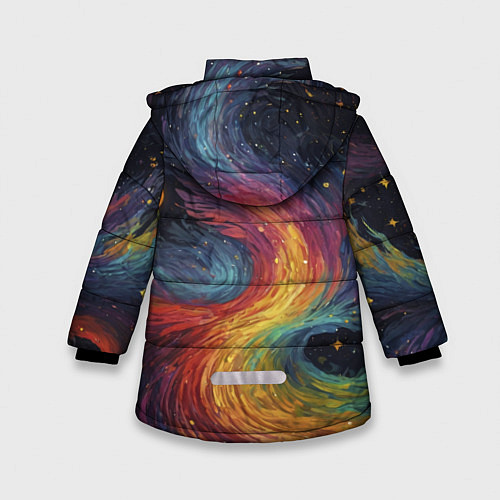 Зимняя куртка для девочки Звездный вихрь абстрактная живопись / 3D-Светло-серый – фото 2