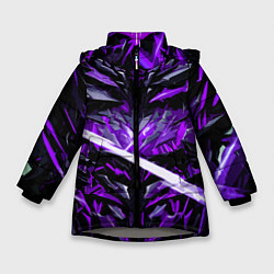 Зимняя куртка для девочки Фиолетовый камень на чёрном фоне