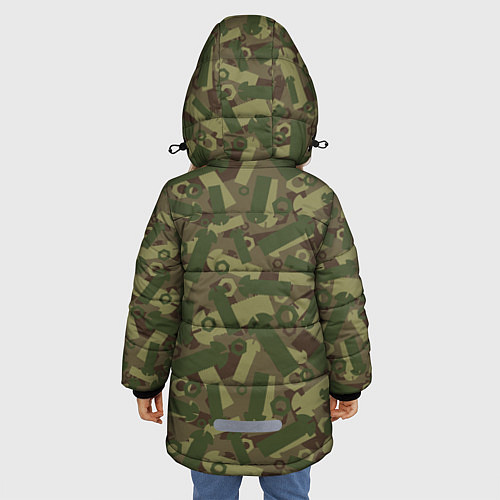 Зимняя куртка для девочки Камуфляж - болты и гайки / 3D-Черный – фото 4