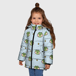 Куртка зимняя для девочки Паттерн с лягушками, цвет: 3D-черный — фото 2