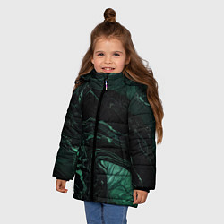 Куртка зимняя для девочки Черно-зеленый мрамор, цвет: 3D-красный — фото 2