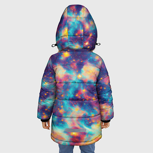 Зимняя куртка для девочки Космические яркие узоры / 3D-Черный – фото 4