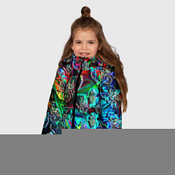 Куртка зимняя для девочки Слоники в орнаменте, цвет: 3D-черный — фото 2