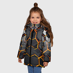 Куртка зимняя для девочки Нано соты шестиугольник, цвет: 3D-черный — фото 2