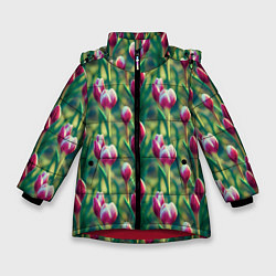 Зимняя куртка для девочки Весенние цветы на поляне