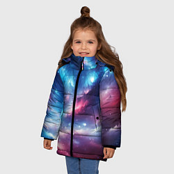 Куртка зимняя для девочки Розово-голубой космический пейзаж, цвет: 3D-светло-серый — фото 2
