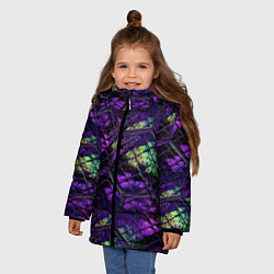 Куртка зимняя для девочки Бабочки в фиолетовом креативном узоре, цвет: 3D-черный — фото 2