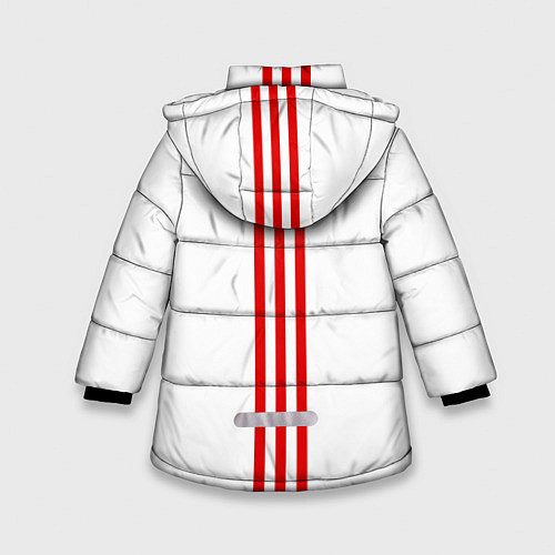 Зимняя куртка для девочки Россия три полоски на белом фоне / 3D-Светло-серый – фото 2