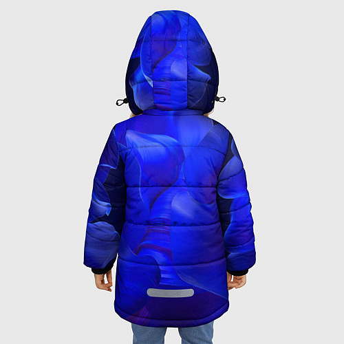 Зимняя куртка для девочки Неоновый синий цветок / 3D-Черный – фото 4