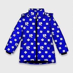 Куртка зимняя для девочки Роблокс паттерн мобайл, цвет: 3D-черный