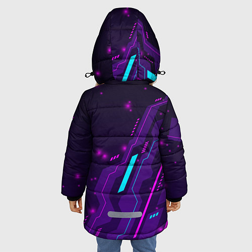 Зимняя куртка для девочки Fallout neon gaming / 3D-Черный – фото 4