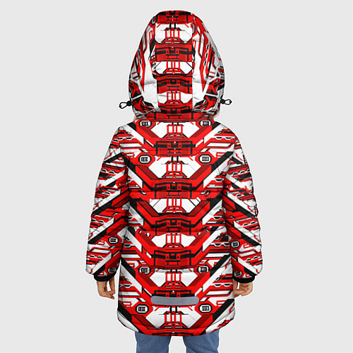 Зимняя куртка для девочки Красно-белая техно броня / 3D-Черный – фото 4
