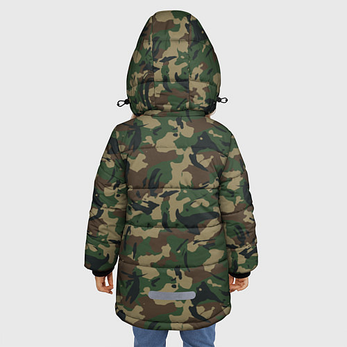 Зимняя куртка для девочки Классический лесной камуфляж / 3D-Черный – фото 4