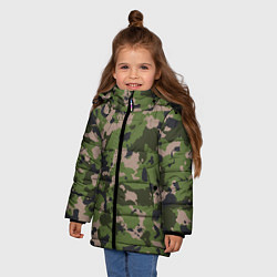 Куртка зимняя для девочки Камуфляжный паттерн в стиле Woodland, цвет: 3D-черный — фото 2