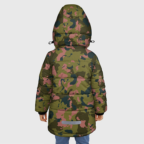 Зимняя куртка для девочки Камуфляжный паттерн зеленый с розовыми пятнами / 3D-Черный – фото 4