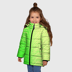 Куртка зимняя для девочки Зелёные градиентные линии, цвет: 3D-черный — фото 2