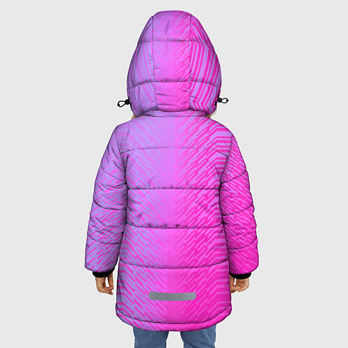 Зимняя куртка для девочки Розовые градиентные линии / 3D-Красный – фото 4