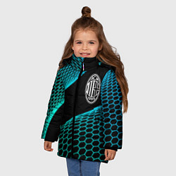 Куртка зимняя для девочки AC Milan football net, цвет: 3D-черный — фото 2