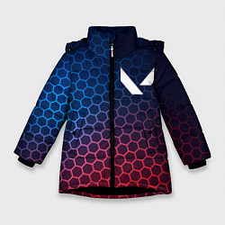 Куртка зимняя для девочки Valorant неоновые соты, цвет: 3D-черный