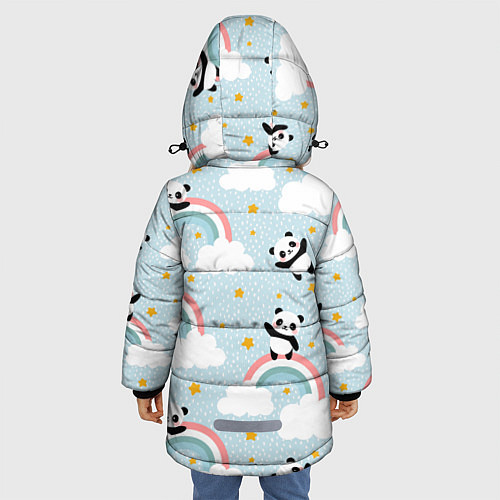 Зимняя куртка для девочки Панда на радуге / 3D-Черный – фото 4