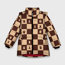 Зимняя куртка для девочки Коричневая шахматная доска