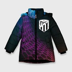 Куртка зимняя для девочки Atletico Madrid футбольная сетка, цвет: 3D-черный