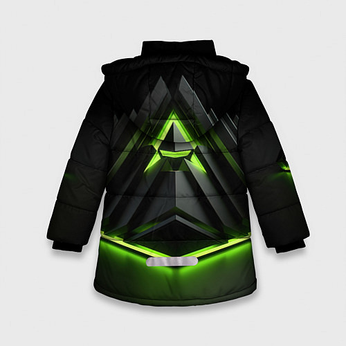 Зимняя куртка для девочки Green black nvidia style / 3D-Светло-серый – фото 2