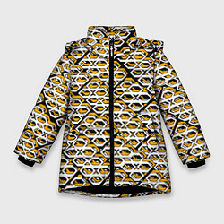 Зимняя куртка для девочки Жёлто-белый узор на чёрном фоне