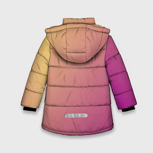 Зимняя куртка для девочки Градиент желтый малиновый по диагонали / 3D-Светло-серый – фото 2