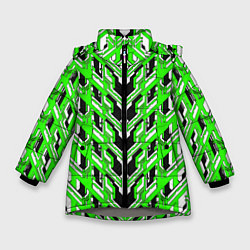 Куртка зимняя для девочки Зелёная техно броня, цвет: 3D-светло-серый