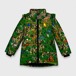 Куртка зимняя для девочки Карта из Героев 3, цвет: 3D-черный