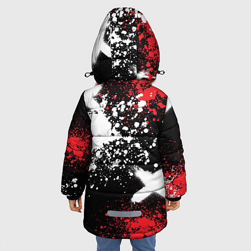 Зимняя куртка для девочки Тойота на фоне граффити и брызг красок / 3D-Черный – фото 4