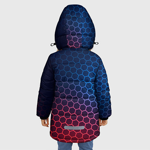 Зимняя куртка для девочки Among Us неоновые соты / 3D-Черный – фото 4