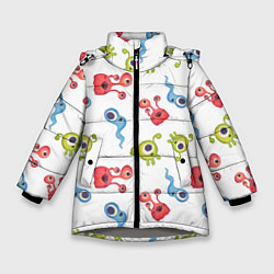 Куртка зимняя для девочки Мультяшные инопланетяне, цвет: 3D-светло-серый